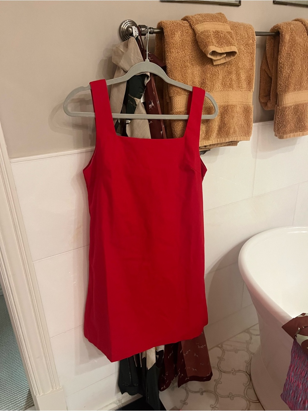 Red Square-Neck Tank Dress